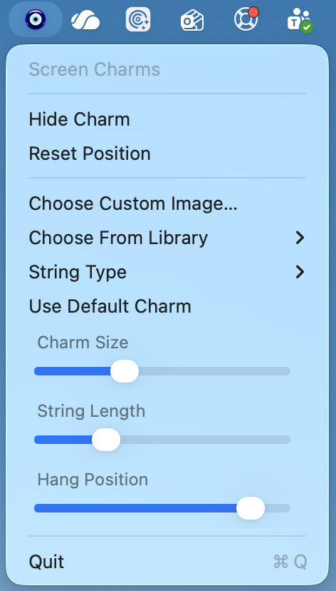 Screen Charms menu